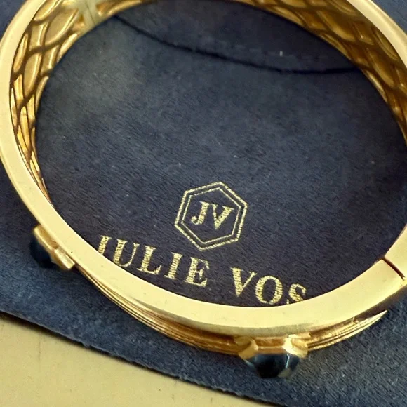 Julie Vos /Retired bangle hinged bracelet with iridescent glass stones *firm*💕 - Picture 6 of 11